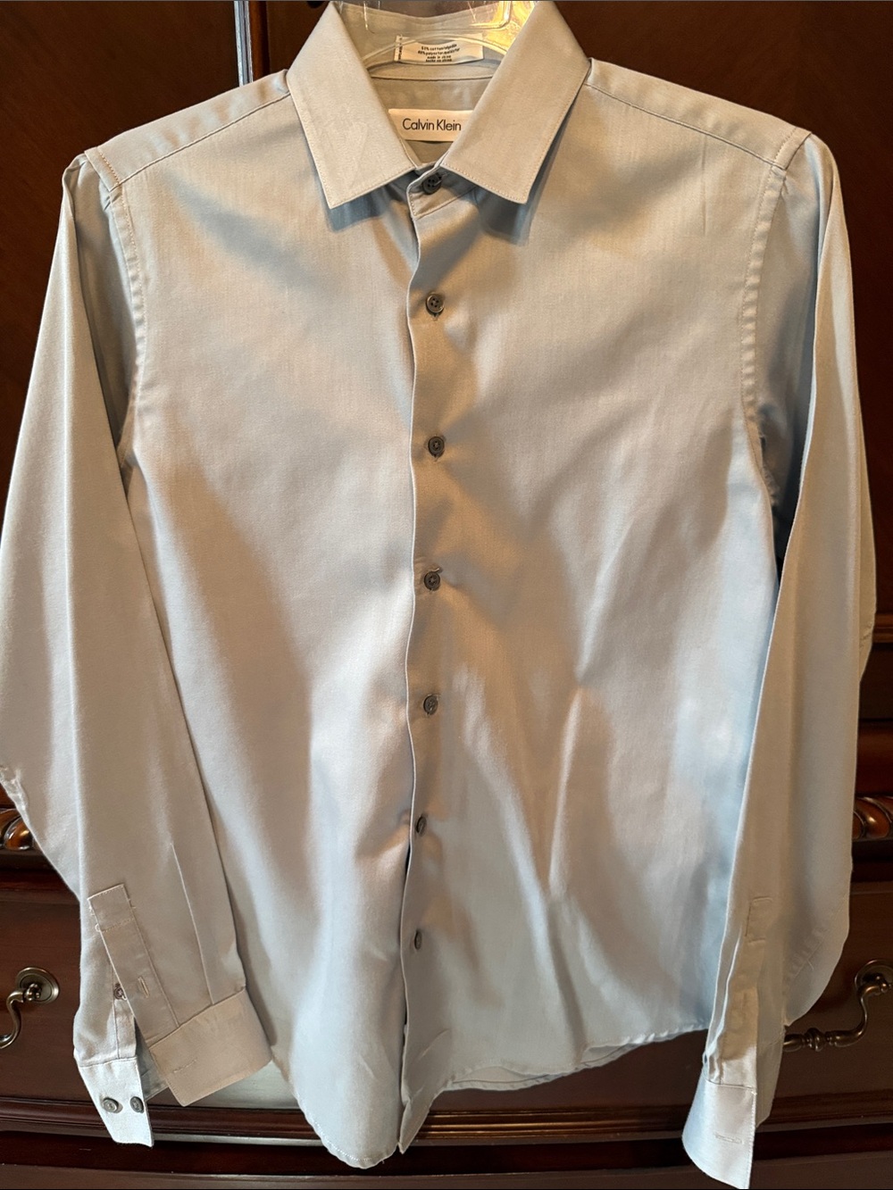 Calvin Klein Boys Light Gray Dress Shirt
